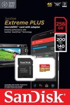Karta pamięci SanDisk Extreme PLUS microSDXC 256GB Class 10 V30 + SD-adapter (SDSQXBD-256G-GN6MA) - obraz 2