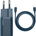 Мережевий зарядний пристрій Baseus Super Si Quick Charger 1C 20W EU Sets Blue (with cable) (TZCCSUP-B03) - зображення 1