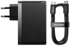 Мережевий зарядний пристрій Baseus GaN5 Pro 140W (2 x Type-C + USB) + Кабель Type-C + Type-C) Black (CCGP100201) - зображення 5