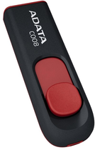 Флеш пам'ять USB ADATA C008 64GB USB 2.0 Black/Red (AC008-64G-RKD) - зображення 1
