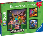 Zestaw puzzli Ravensburger Minecraft 21 x 21 cm 3 x 49 elementów (4005556056217) - obraz 1