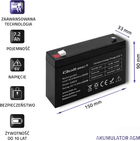 Akumulator Qoltec AGM 6V 7.2Ah max. 64.8A 53072 (5901878530727) - obraz 4