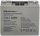 Акумуляторна батарея Qoltec AGM 12V 20Ah max. 300A 53066 (5901878530666) - зображення 2