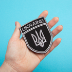 Шеврон нашивка на липучці налевий Тризуб України UKRAINE, вишитий патч 7х9 см - зображення 3