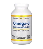 Омега-3 риб'ячий жир преміальної якості 180 мг ЕПК / 120 мг ДГК California Gold Nutrition, 240 капсул