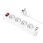 Подовжувач мережевий HOCO NS1 2USB/1Type-C, 4Розетки, 4000W, 20W/3A, Power Delivery/Quick Charge, 1.8м Білий