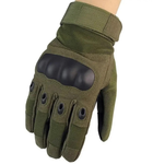 Універсальні тактичні захисні повнопалі рукавички із захистом кісточок олива 8001-L - зображення 4