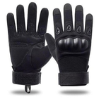 Универсальные тактические полнопалые перчатки с защитой косточек черные 8000-XL - изображение 1