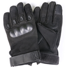 Универсальные тактические полнопалые перчатки с защитой косточек черные 8000-XL - изображение 5