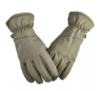 Водоотталкивающие ветрозащитные Softshell на флисе зимние перчатки Олива 9002-L - изображение 2