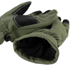 Водоотталкивающие ветрозащитные Softshell на флисе зимние перчатки Олива 9002-L - изображение 7