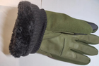 Зимние перчатки на флисе олива 30100 размер универсальный - изображение 3