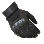 Универсальные тактические защитные полнопалые перчатки с защитой косточек черные 8000-L - изображение 3