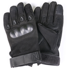 Универсальные тактические защитные полнопалые перчатки с защитой косточек черные 8000-М - изображение 5