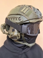 Шлем FAST USA NIJ IIIA L-XL Олива, тактические очки, EARMOR M31 Активные шумоподавляющие стрелковые наушники, крепления, кавер - изображение 1