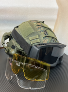 Шлем FAST USA NIJ IIIA L-XL Олива, тактические очки, EARMOR M31 Активные шумоподавляющие стрелковые наушники, крепления, кавер - изображение 3