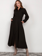 Плаття-сорочка максі жіноче Lanti SUK204 34/36 Чорне (5904252721797) - зображення 5