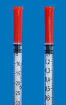 Шприц трехкомпонентный Гемопласт 1 мл с интегрированной иглой 0.33 мм х 13 мм 29G х ½'' инсулин U-40 300 шт (24125) - изображение 3