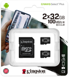 Karta pamięci Kingston microSDHC 2x32GB Canvas Select Plus Class 10 UHS-I U1 V10 A1 + SD-adapter (740617298888) - obraz 3