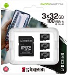 Karta pamięci Kingston microSDHC 3x32GB Canvas Select Plus Class 10 UHS-I U1 V10 A1 + SD-adapter (740617298895) - obraz 3