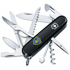 Нож Victorinox Huntsman Ukraine 91 мм Чорний Тризуб на щиті (1.3713.3_T1080u)