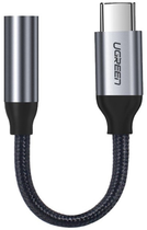 Adapter Ugreen AV142 USB Type-C x mini-jack 3.5 mm 10 cm czarno-szary (6957303836321) - obraz 2