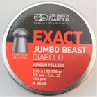 Кулі пневматичні JSB Exact Jumbo Beast, 5,52 мм , 2,2 м, 150 шт/уп - зображення 1