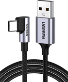 Kabel synchronizacyjny Ugreen US284 USB - Type-C Cable Angled Aluminum Braid 1 m Black (6957303859412) - obraz 1