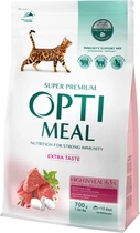 Сухой корм для кошек Optimeal Extra Taste с высоким содержанием телятины