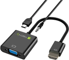 Adapter Techly HDMI - VGA + micro-USB + 3.5 Audio M/F Black (8057685306301) - obraz 1
