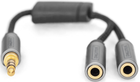 Kabel adapter Digitus mini Jack 3.5 mm - 2 x mini Jack 3.5 mm M/F 0.2 m Black (4016032481324) - obraz 2