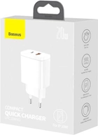 Мережевий зарядний пристрій Baseus Compact Quick Charger U+C 20 Вт EU White (CCXJ-B02) - зображення 3