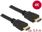 Kabel Delock HDMI A - HDMI A M/M 0.5 m Black (4043619847518) - obraz 1