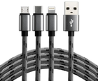 Kabel Everactive USB Type-A - USB Type-C + micro-USB + Lightning M/M 1.2 m Gray (5903205771599) - obraz 1