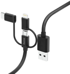 Кабель Hama USB Type-A - micro-USB + USB Type-C + Lightning M/M 1.5 м Black (4047443410856) - зображення 1