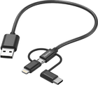 Kabel Hama USB Type-A - micro-USB + USB Type-C + Lightning M/M 0.2 m. Black (4047443410863) - obraz 1