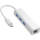 Разветвитель, USB-C хаб с интернет подключением MH05 | Концентратор 4в1: 3 x USB 3.0 + Ethernet RJ45