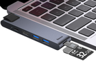 USB-хаб Baseus Thunderbolt C Pro Seven-in-one Dual Type-C CAHUB-L0G to USB 3.0 x 2 + HDMI + RJ-45 Ethernet + Type-C PD + microSD + SD card Gray (CAHUB-L0G) - зображення 3
