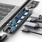 USB Hub Baseus Thunderbolt C Pro Seven-in-one Dual Type-C CAHUB-L0G to USB 3.0 x 2 + HDMI + RJ-45 Ethernet + Type-C PD + microSD + SD card Gray (CAHUB-L0G) - obraz 5