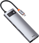 USB-хаб Baseus CAHUB-CV0G Metal Gleam Series 8-in-1 Multifunctional Type-C Gray (CAHUB-CV0G) - зображення 3