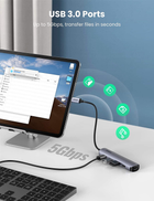 USB Hub Ugreen CM417 USB Type-C to 4 x USB 3.0+HDMI Adapter Space Gray (6957303821976) - obraz 4