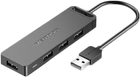 USB Hub Vention 4-Port z microUSB zasilaniem 0.15 m Black (6922794746572) - obraz 1