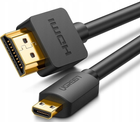 Kabel Ugreen HD127 micro HDMI to HDMI v2.0 UltraHD 4K-3D 2 m Black (6957303831036) - obraz 2