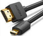 Kabel Ugreen HD127 micro HDMI to HDMI v2.0 UltraHD 4K-3D 1.5 m Black (6957303831029) - obraz 2