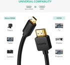 Kabel Ugreen HD127 micro HDMI to HDMI v2.0 UltraHD 4K-3D 3 m Black (6957303831043) - obraz 4