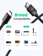 Кабель Ugreen HD119 4K HDMI Cable Male to Male Braided 1 м Black (6957303839995) - зображення 3