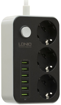 Мережевий фільтр-подовжувач LDNIO SE3631 3 розетки / 6 USB 1.6 м Black / White (6933138636312) - зображення 3