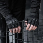 Тактичні Військові Рукавички Без Пальців Для Військових з накладками Чорні Tactical Gloves PRO Black XL Безпалі Армійські Штурмові - зображення 6