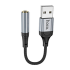 Внешняя звуковая карта USB на mini jack 3.5 Digital Audio converter HOCO (0.12m, DAC). Black-Grey