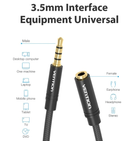 Kabel Vention Audio 3.5 mm m - 3.5 mm F 1.5 m Black (VAB-B06-B150-M) - obraz 5